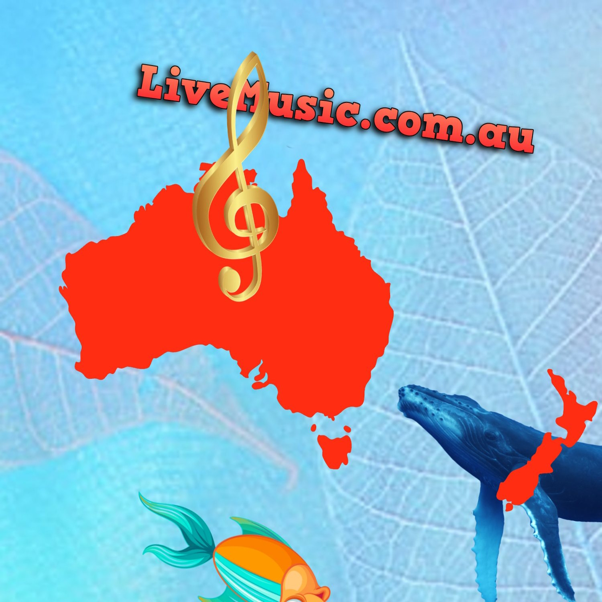 Live Music AUstralia Australia New Zealand with pastel leaves background